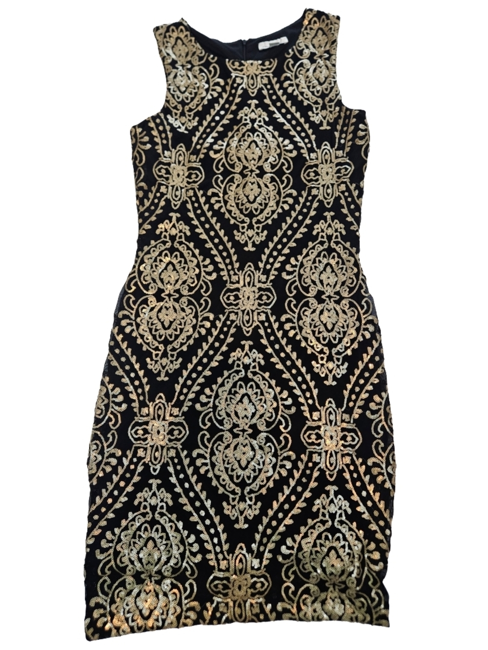 Olivia Matthews Black & Gold Sequin Dress – Size 10